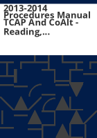 2013-2014_procedures_manual_TCAP_and_CoAlt_-_reading__writing___mathematics